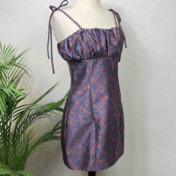 NWT REVOLVE Majorelle Dress Mini Blue Tapestry Wedding Evening Prom Small - Picture 4 of 9